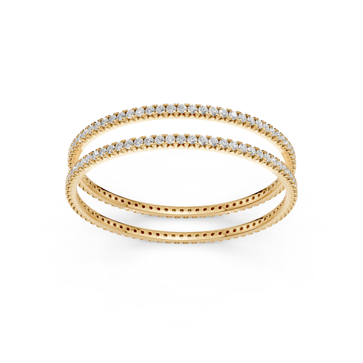 Minimalist Stackable Diamond Eternity Bangles for Women In 14K Yellow Gold