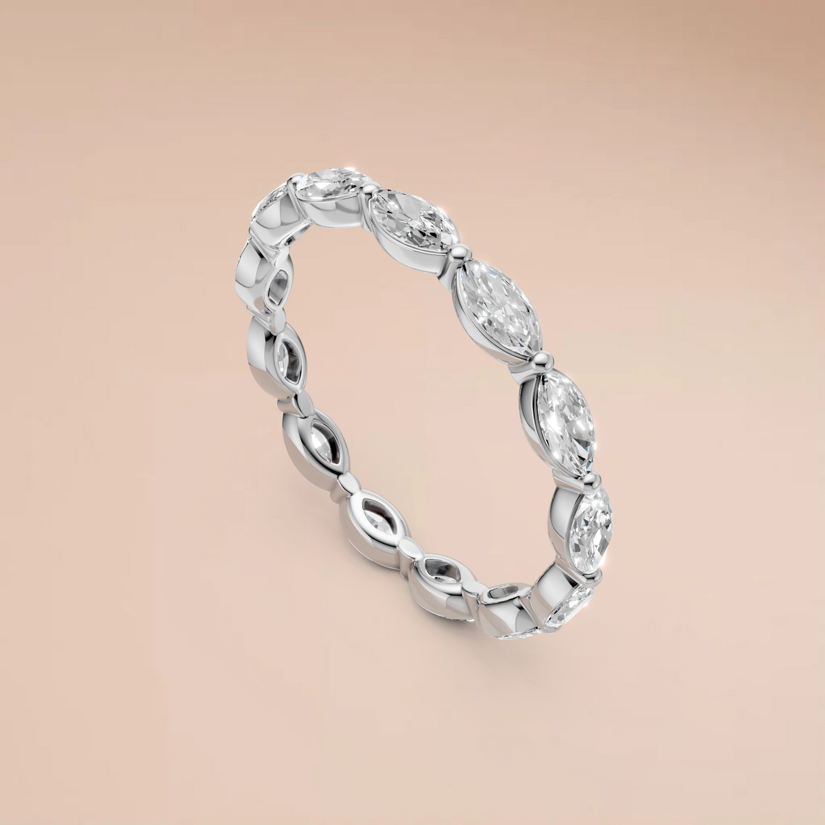 Marquise Eternity Lab Diamond Ring in 14K Yellow Gold