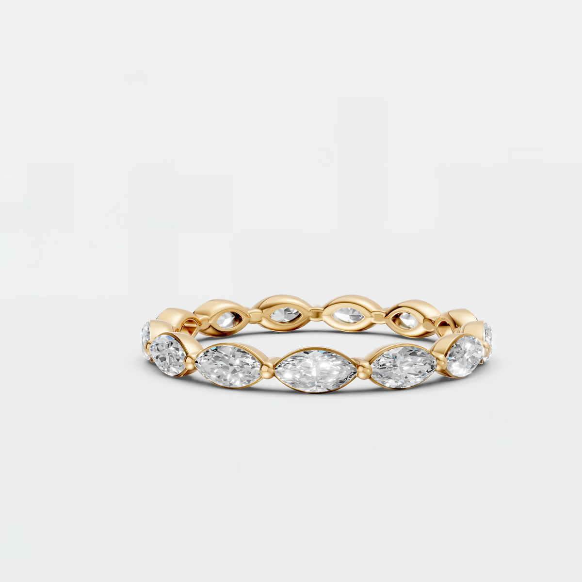 Marquise Eternity Lab Diamond Ring in 14K Yellow Gold