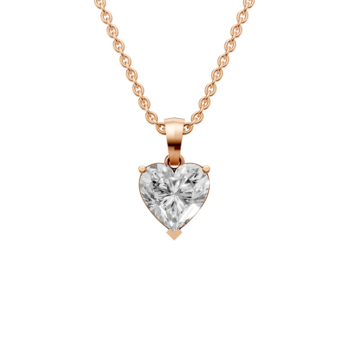 Amara Heart Diamond Solitaire Pendant in 14K Gold