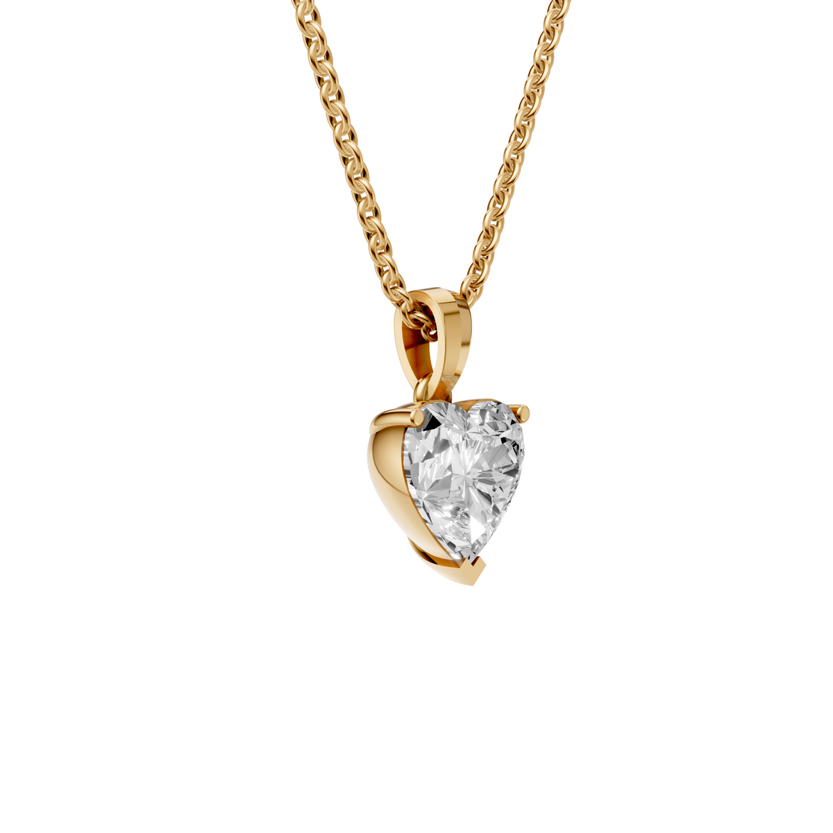 Amara Heart Diamond Solitaire Pendant in 14K Gold