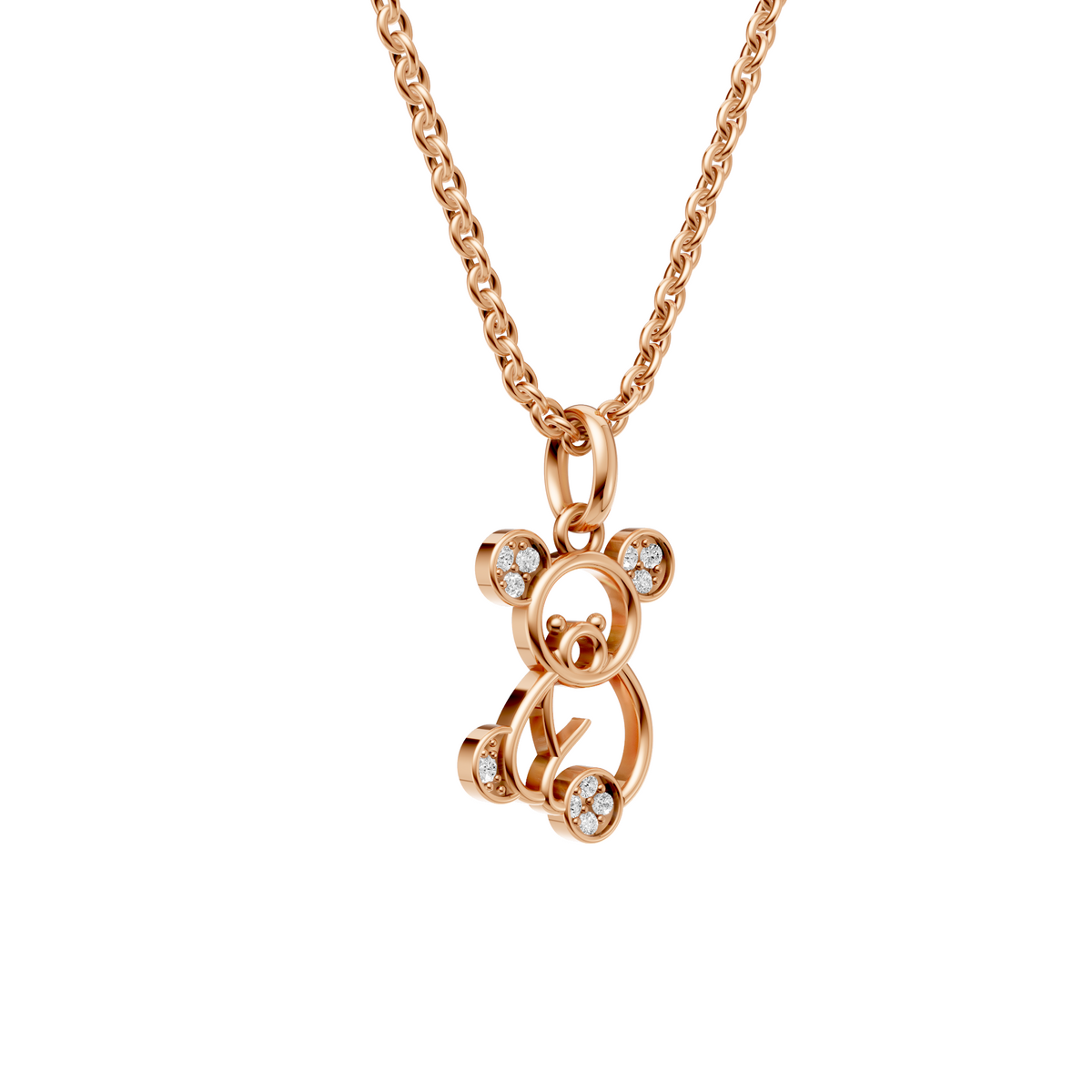Whimsical Koala Round Diamond Pendant In 14K Gold