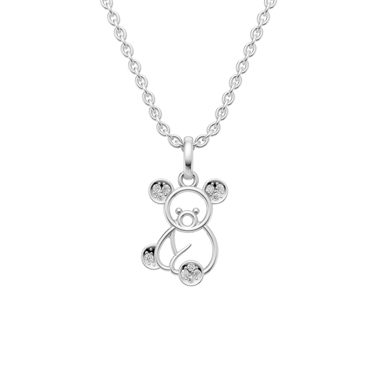 Whimsical Koala Round Diamond Pendant In 14K Gold