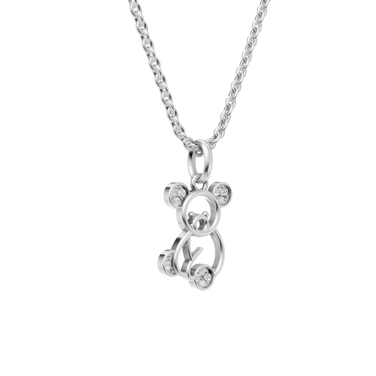 Whimsical Koala Round Diamond Pendant In 14K Gold