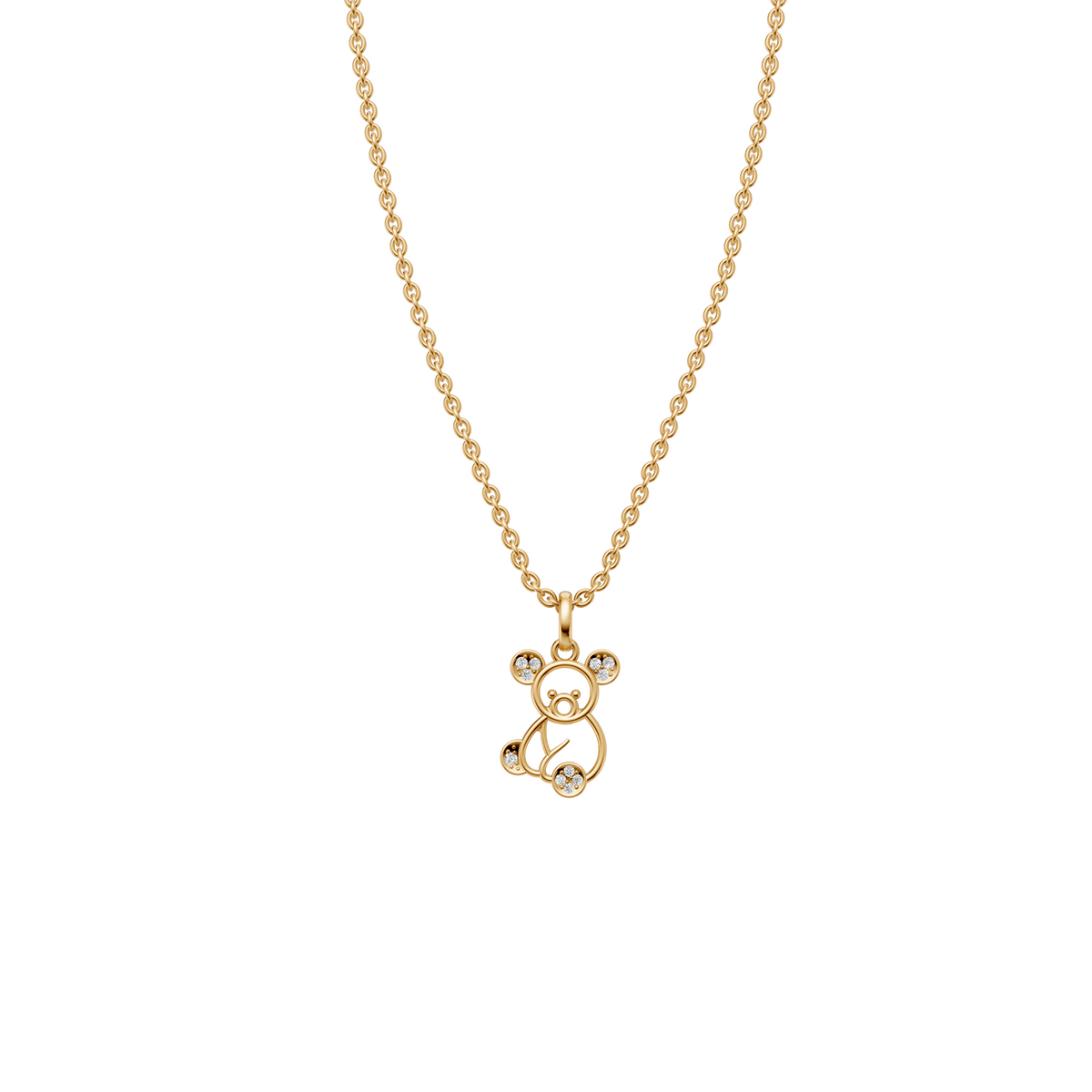 Whimsical Koala Round Diamond Pendant In 14K Gold