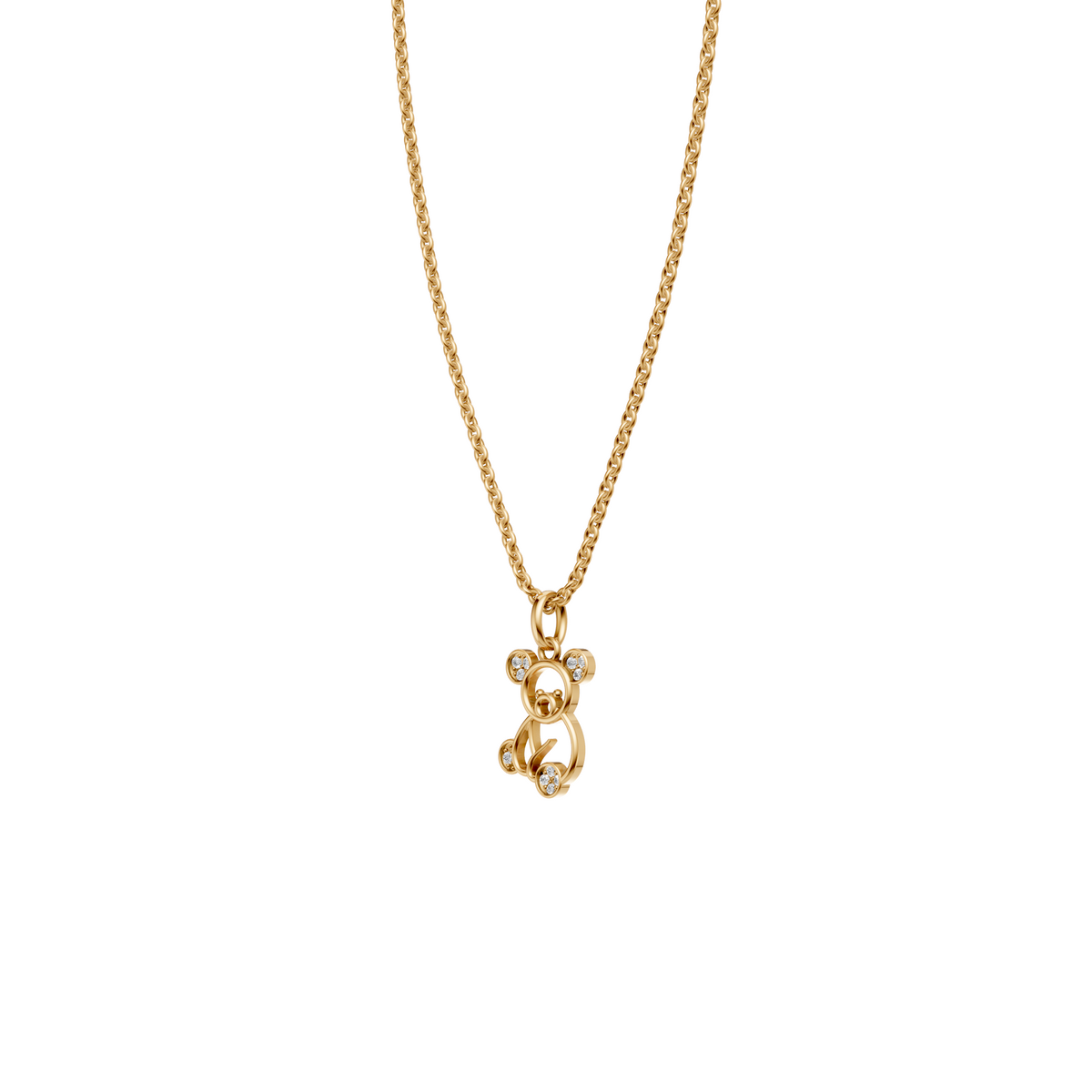 Whimsical Koala Round Diamond Pendant In 14K Gold