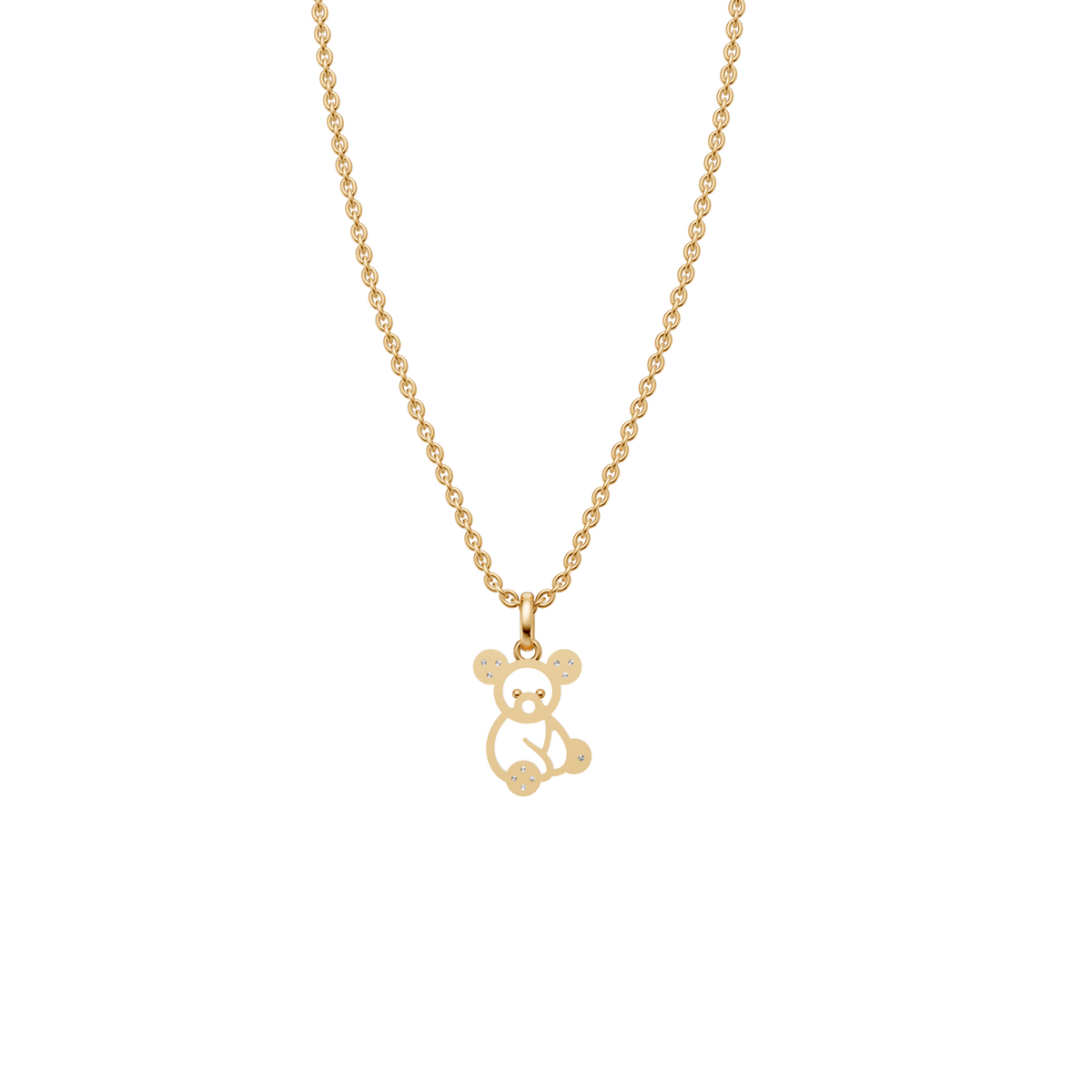 Whimsical Koala Round Diamond Pendant In 14K Gold