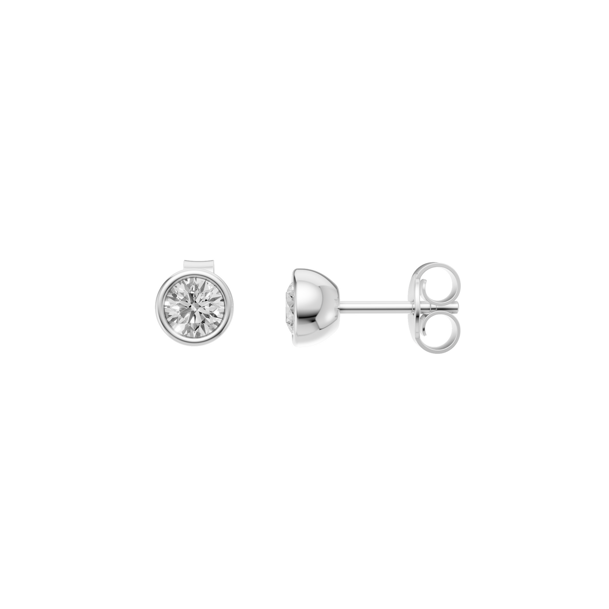 Bezel Stud Diamond  Earrings in 14K Yellow Gold