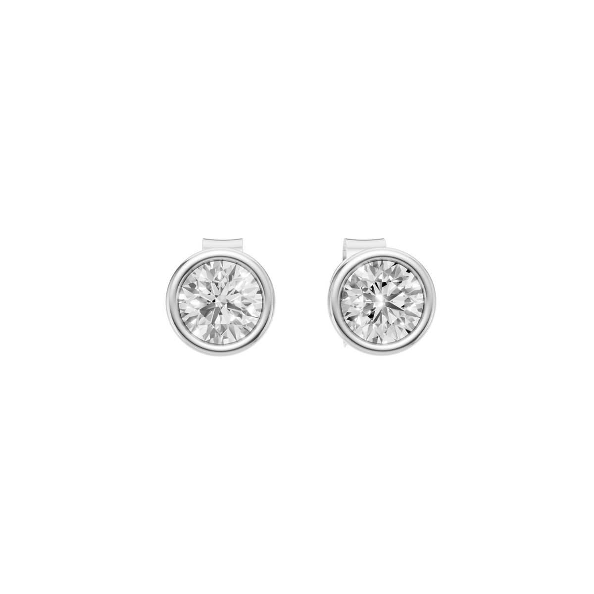 Bezel Stud Diamond  Earrings in 14K Yellow Gold