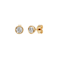 Bezel Stud Diamond  Earrings in 14K Yellow Gold