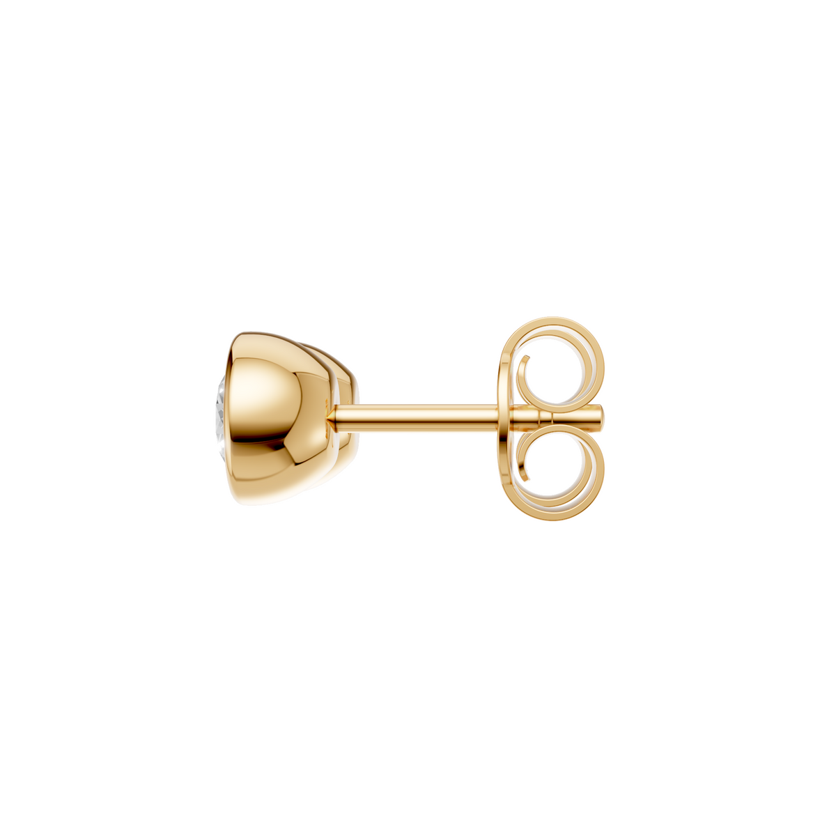 Bezel Stud Diamond  Earrings in 14K Yellow Gold