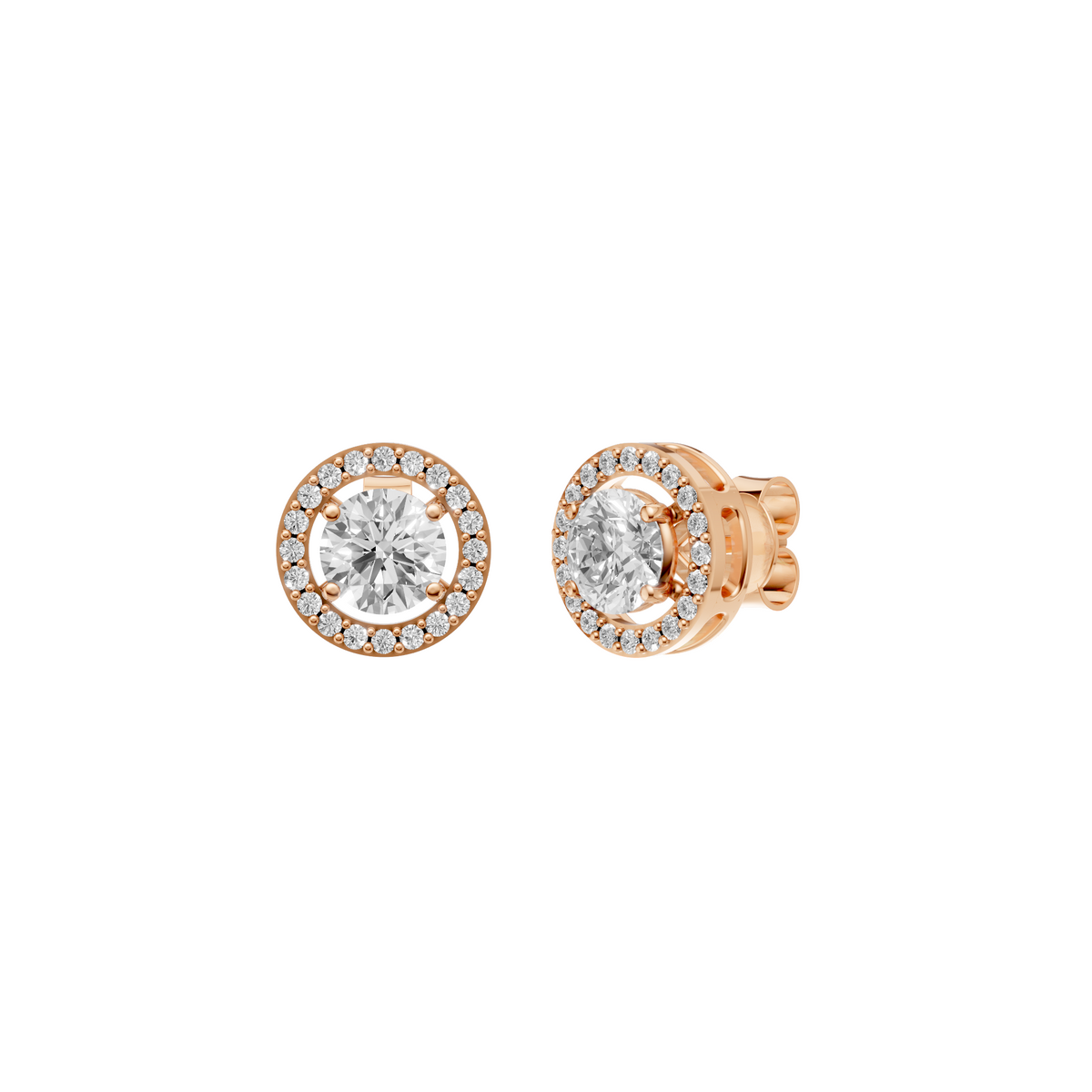 The Halo Diamond Stud Earrings in 14K Yellow Gold