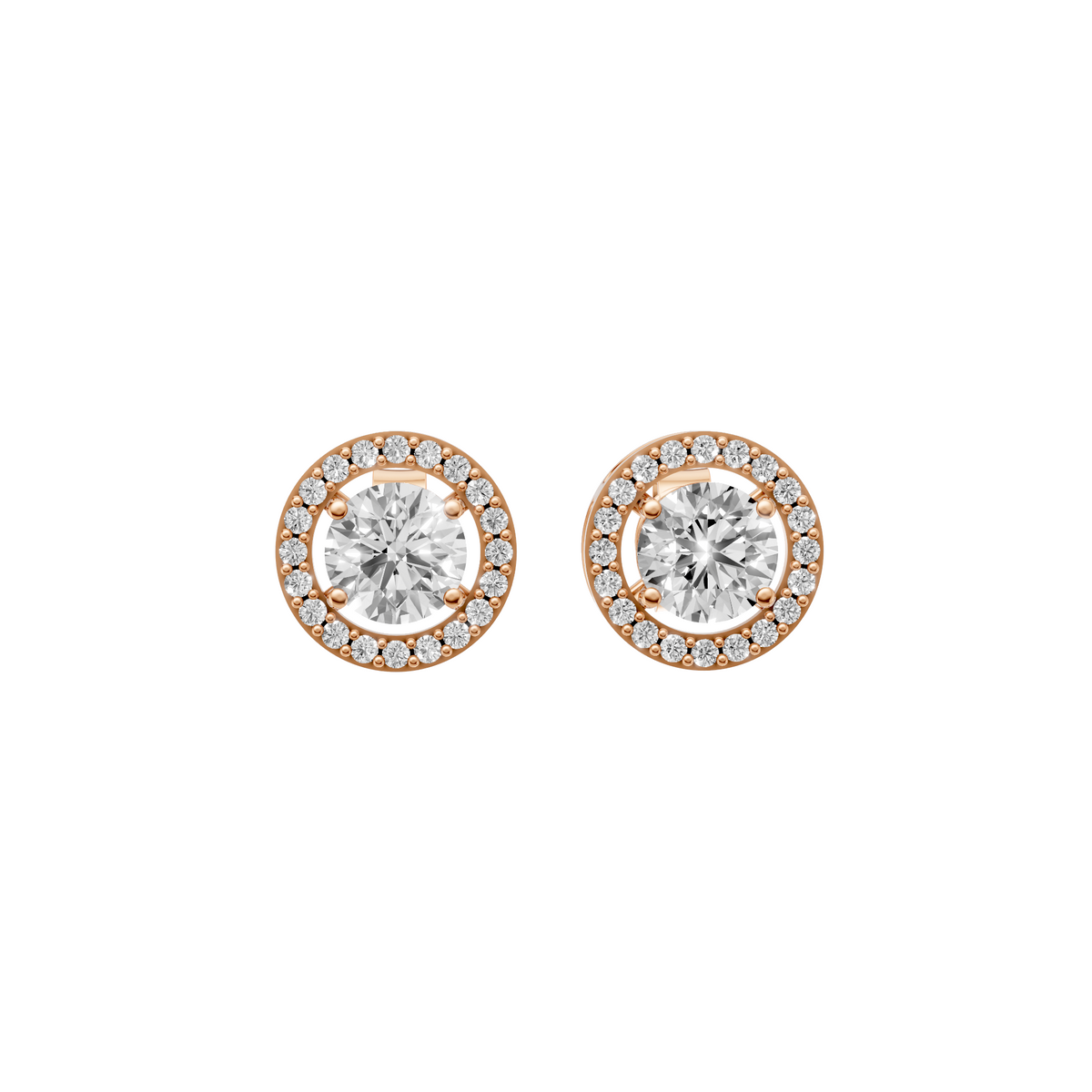 The Halo Diamond Stud Earrings in 14K Yellow Gold