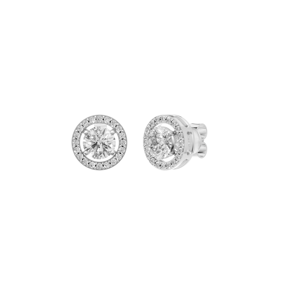 The Halo Diamond Stud Earrings in 14K Yellow Gold