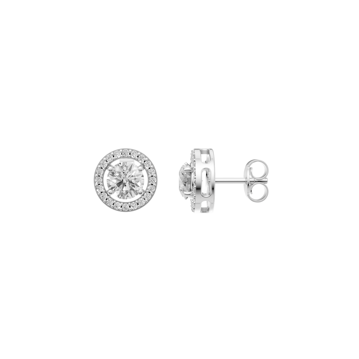 The Halo Diamond Stud Earrings in 14K Yellow Gold