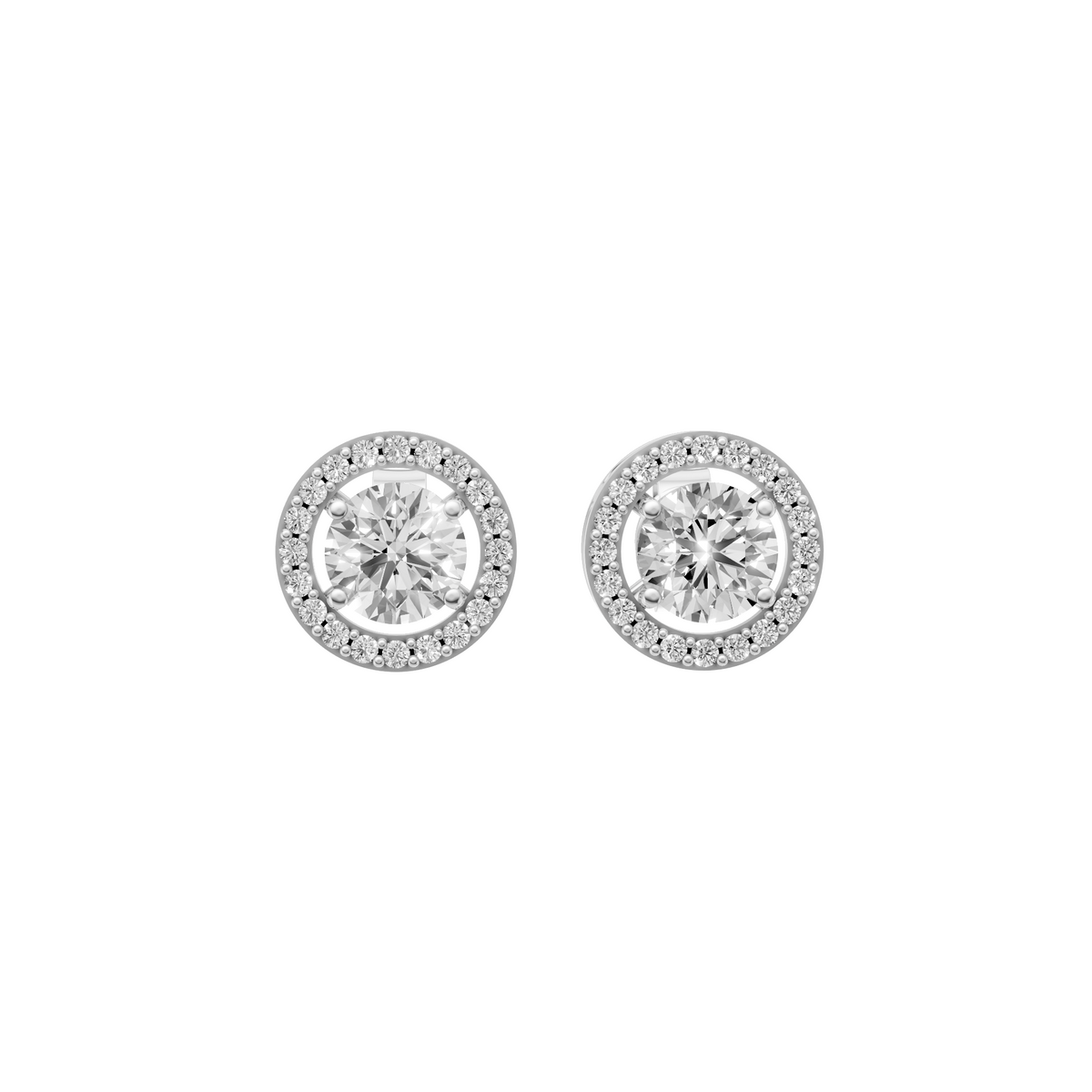 The Halo Diamond Stud Earrings in 14K Yellow Gold