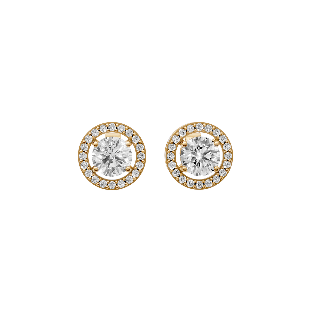 The Halo Diamond Stud Earrings in 14K Yellow Gold