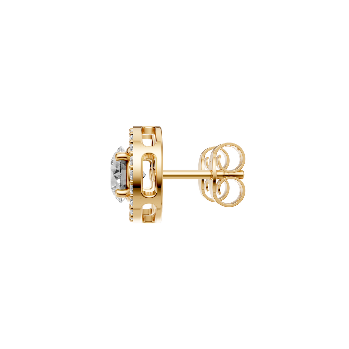 The Halo Diamond Stud Earrings in 14K Yellow Gold