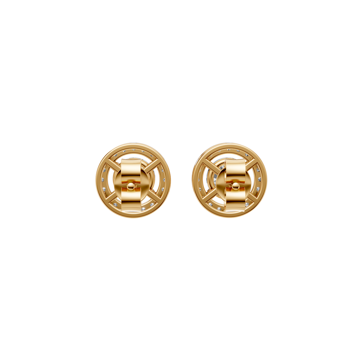 The Halo Diamond Stud Earrings in 14K Yellow Gold