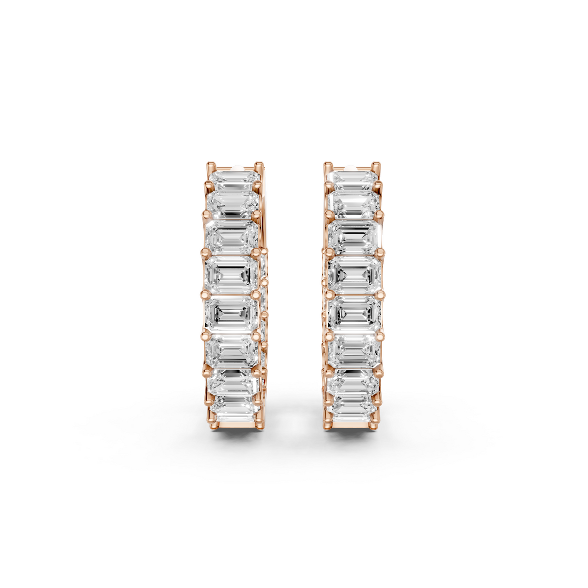 Harlow Emerald Diamond Hoop Earrings – 14K Yellow Gold