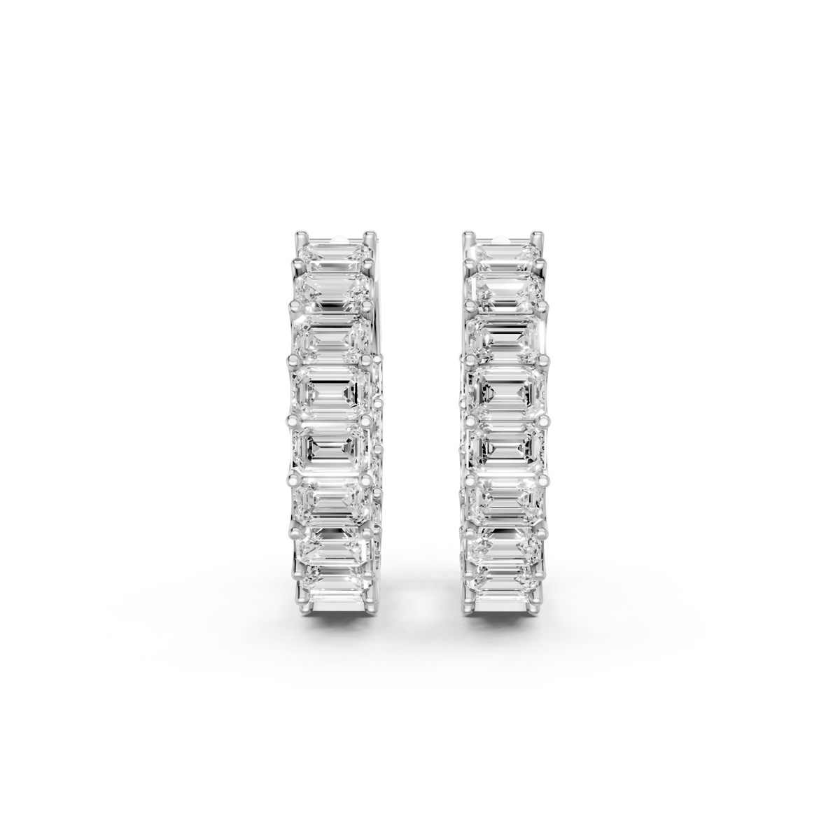 Harlow Emerald Diamond Hoop Earrings – 14K Yellow Gold