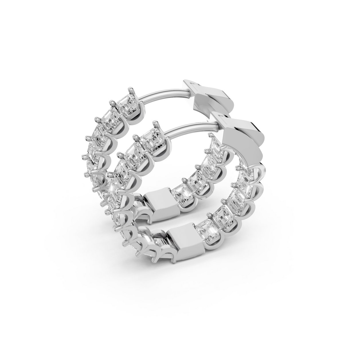 Harlow Emerald Diamond Hoop Earrings – 14K Yellow Gold