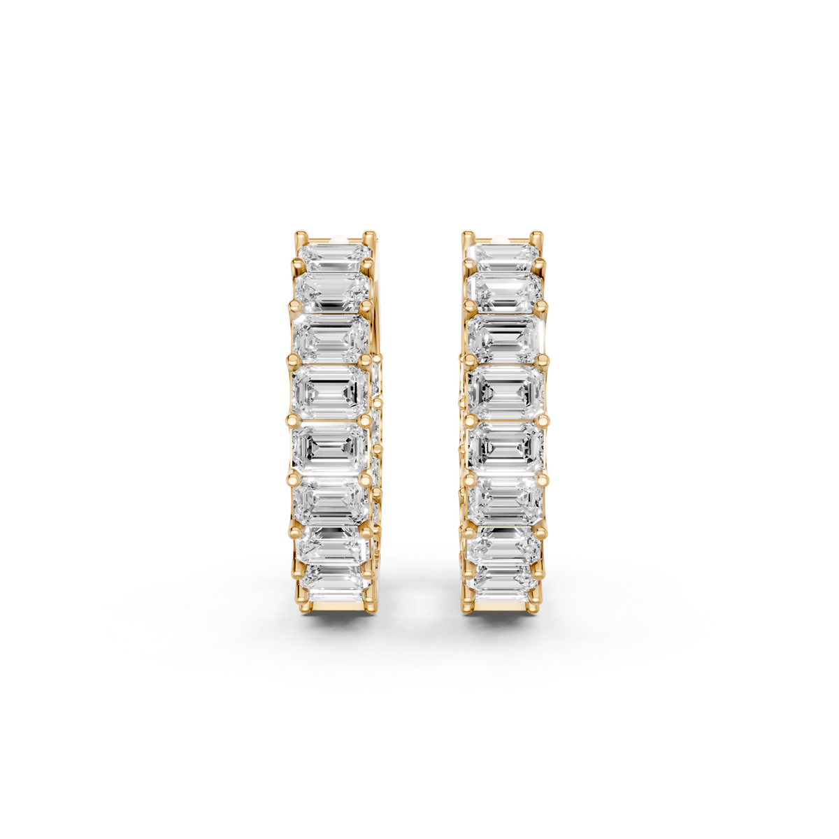 Harlow Emerald Diamond Hoop Earrings – 14K Yellow Gold