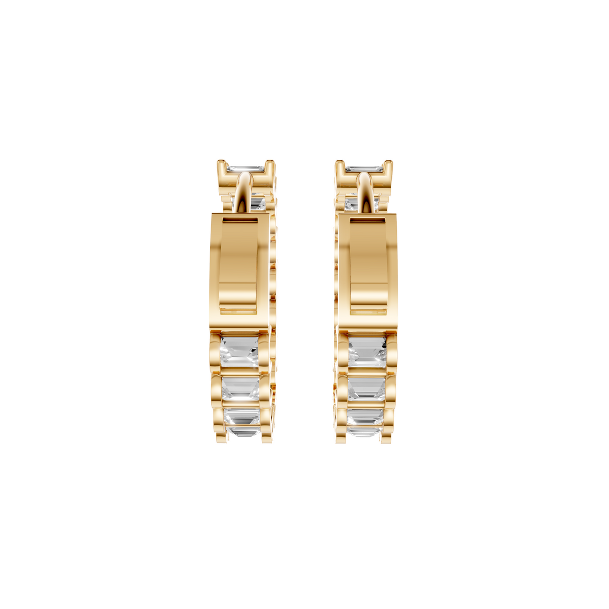 Harlow Emerald Diamond Hoop Earrings – 14K Yellow Gold