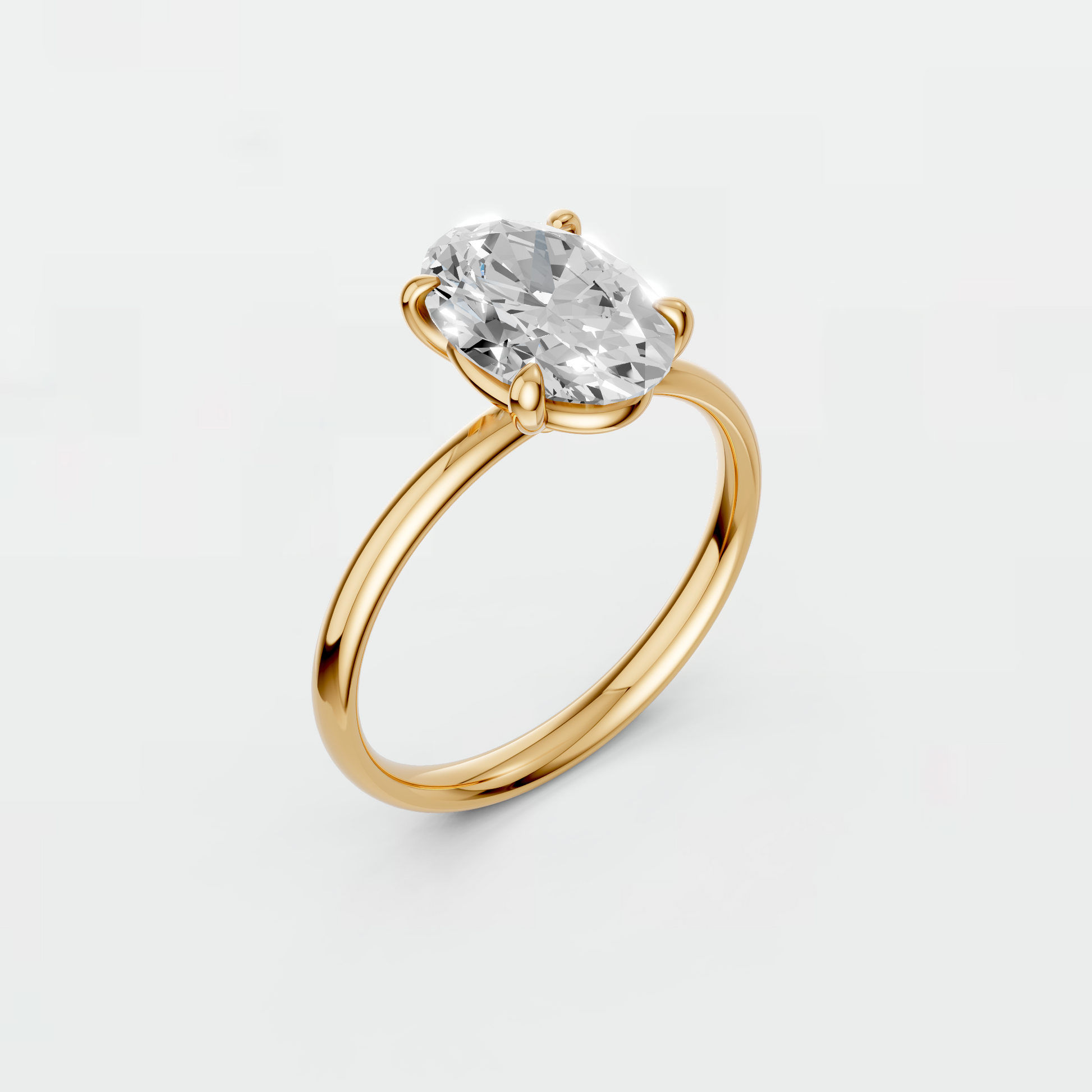 1.75 cwt Lab Oval Diamond Solitaire Ring in 14K Yellow Solid Gold
