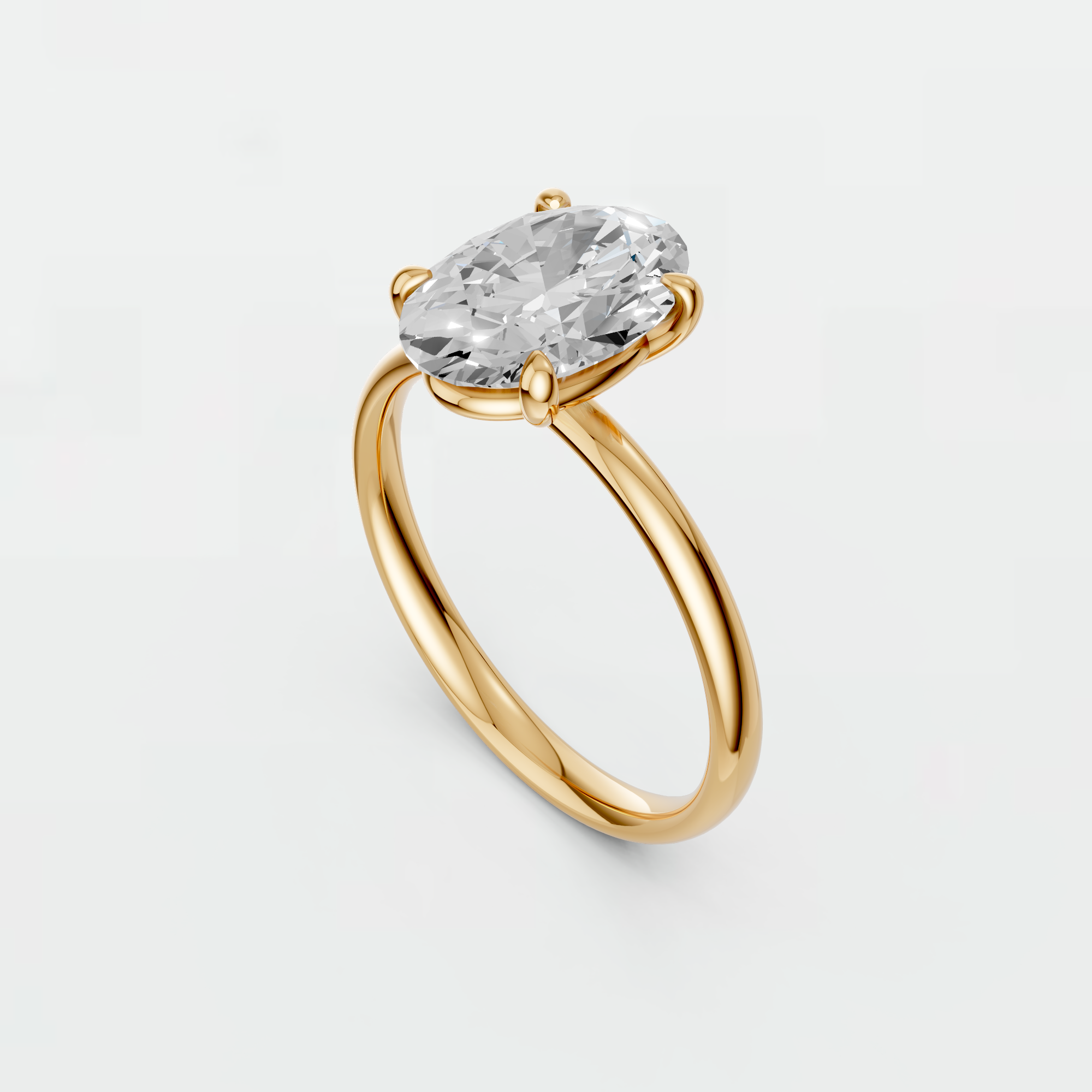 1.75 cwt Lab Oval Diamond Solitaire Ring in 14K Yellow Solid Gold