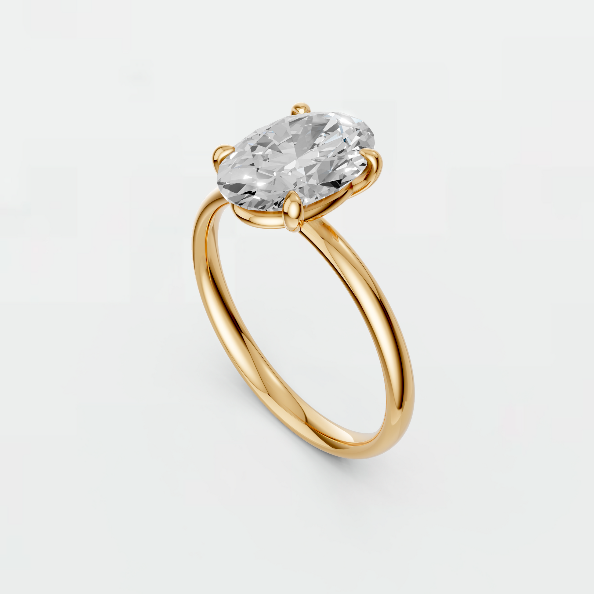 1.75 cwt Lab Oval Diamond Solitaire Ring in 14K Yellow Solid Gold