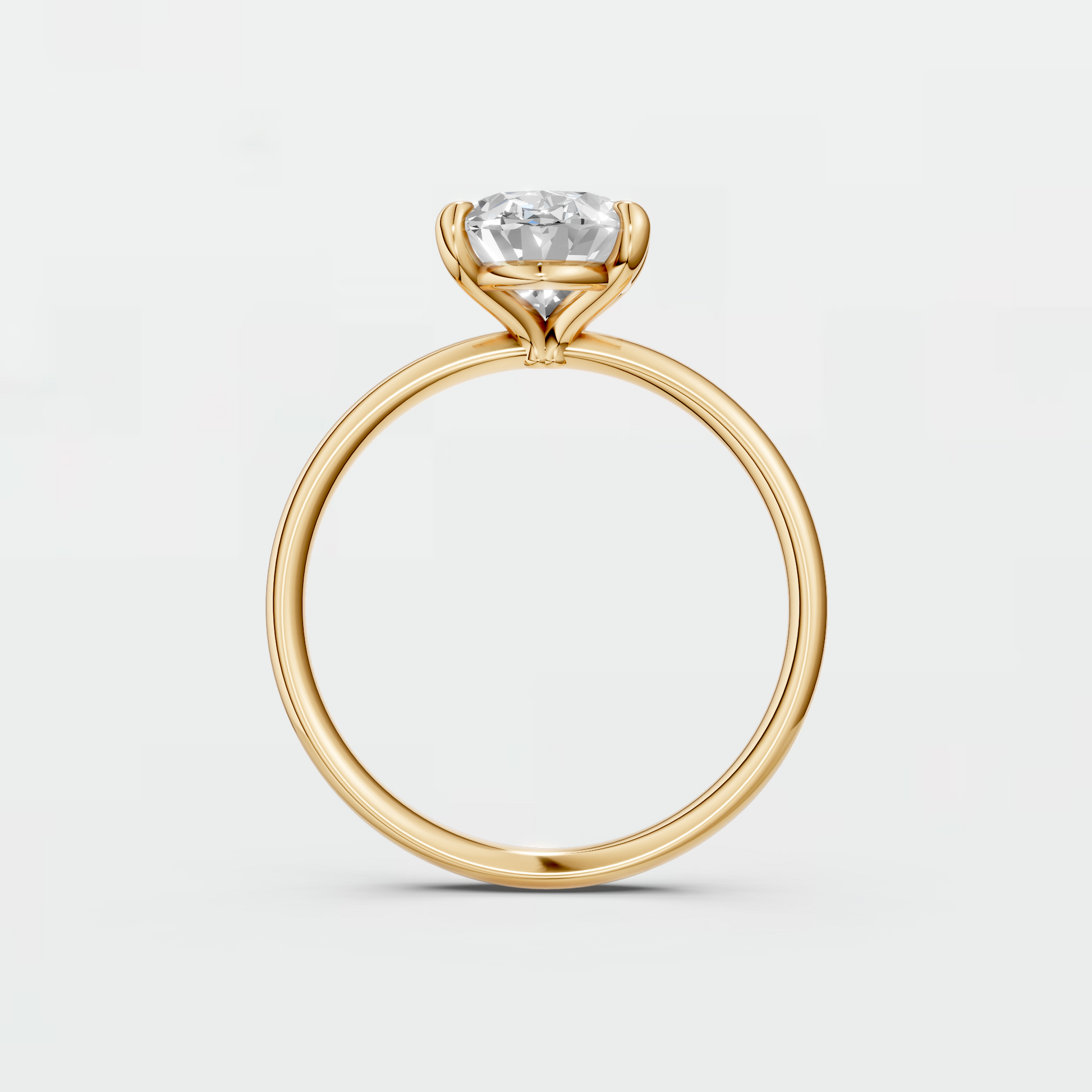 1.75 cwt Lab Oval Diamond Solitaire Ring in 14K Yellow Solid Gold