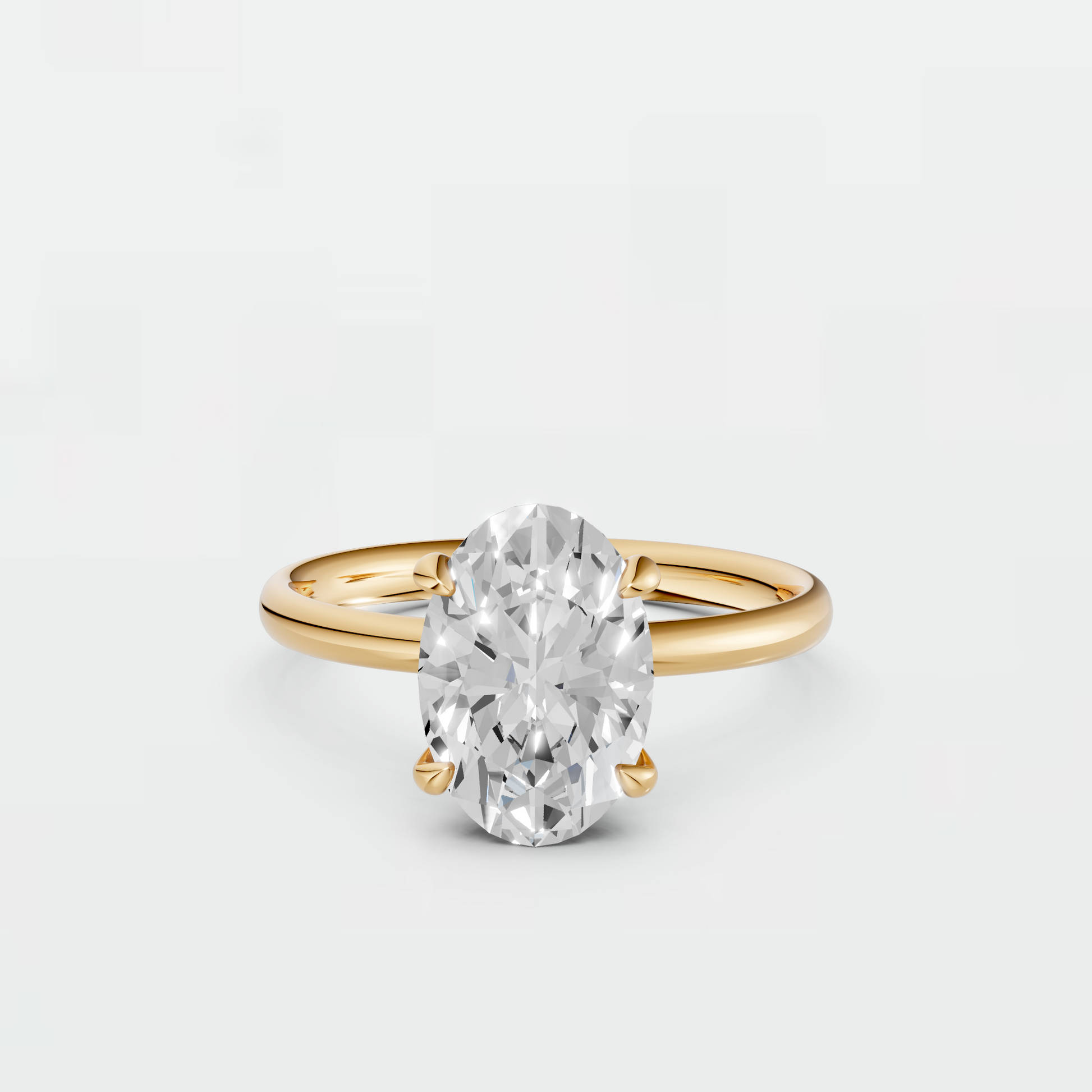 1.75 cwt Lab Oval Diamond Solitaire Ring in 14K Yellow Solid Gold