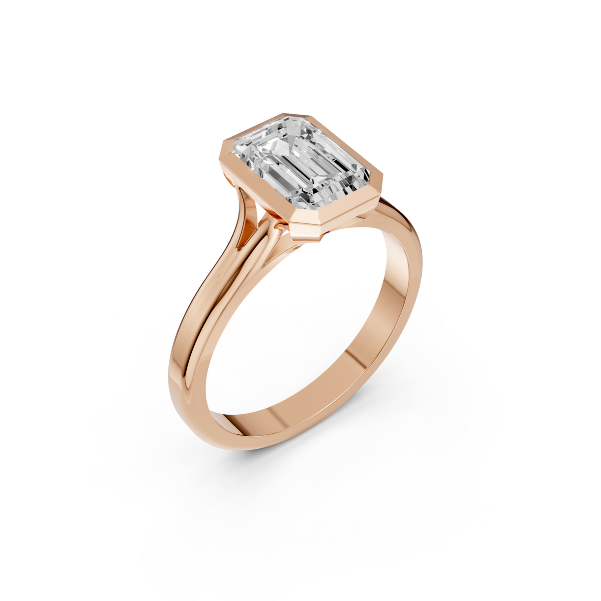Nova Emerald Cut Diamond Bezel Set Engagement Ring