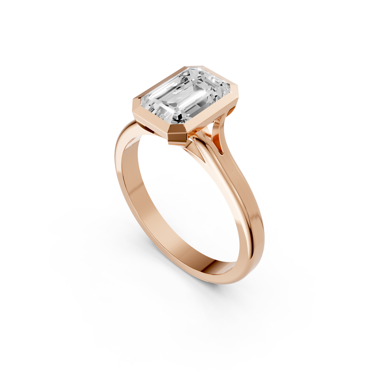 Nova Emerald Cut Diamond Bezel Set Engagement Ring
