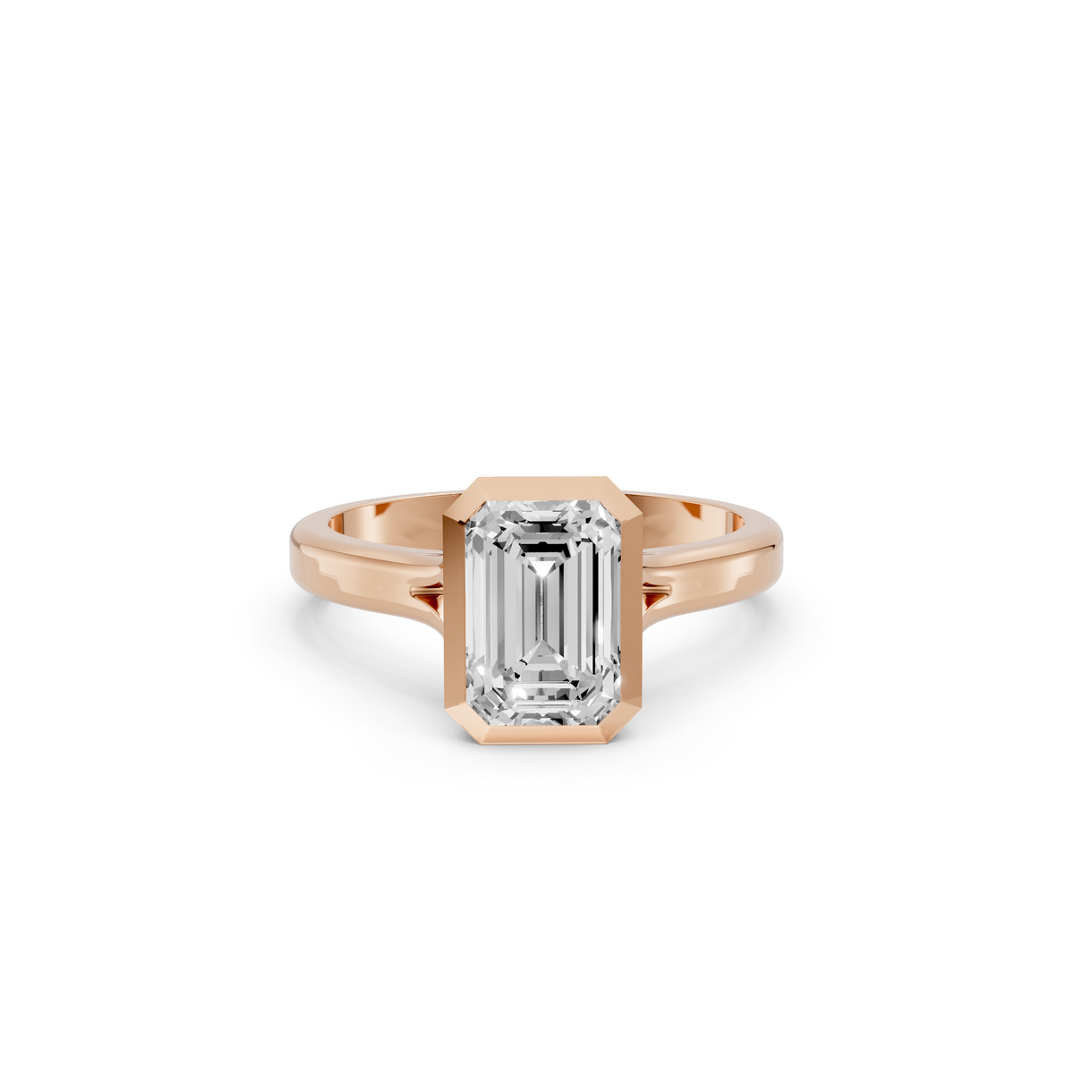 Nova Emerald Cut Diamond Bezel Set Engagement Ring