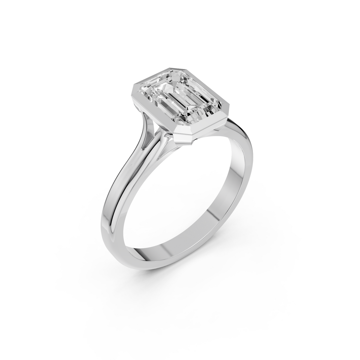 Nova Emerald Cut Diamond Bezel Set Engagement Ring