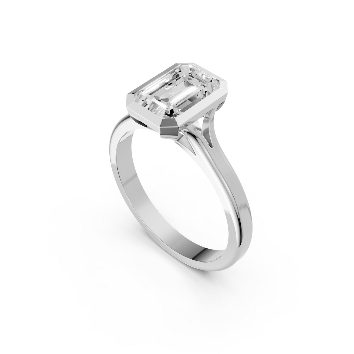 Nova Emerald Cut Diamond Bezel Set Engagement Ring