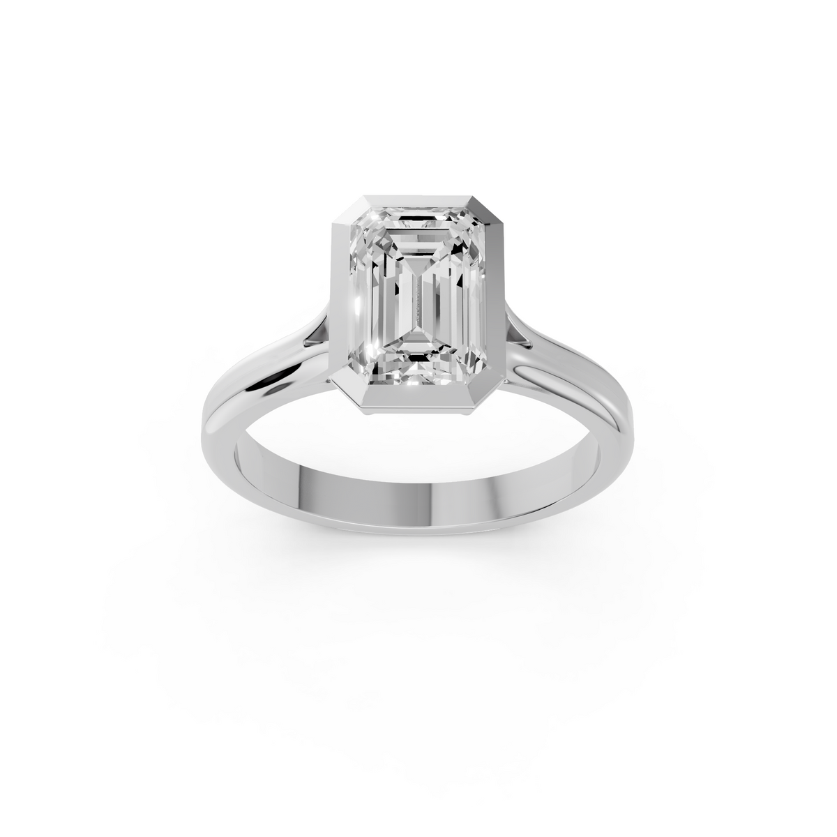 Nova Emerald Cut Diamond Bezel Set Engagement Ring