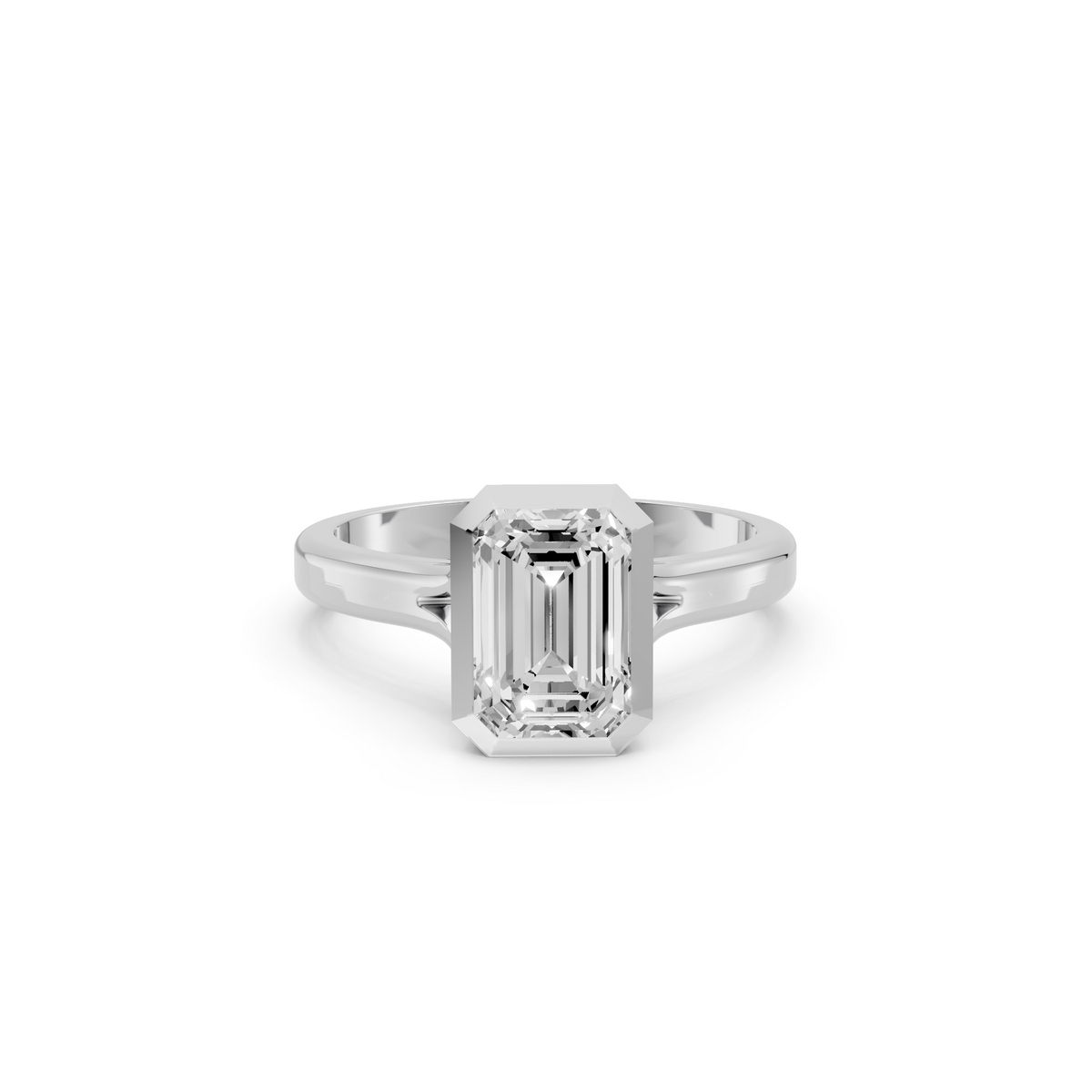 Nova Emerald Cut Diamond Bezel Set Engagement Ring