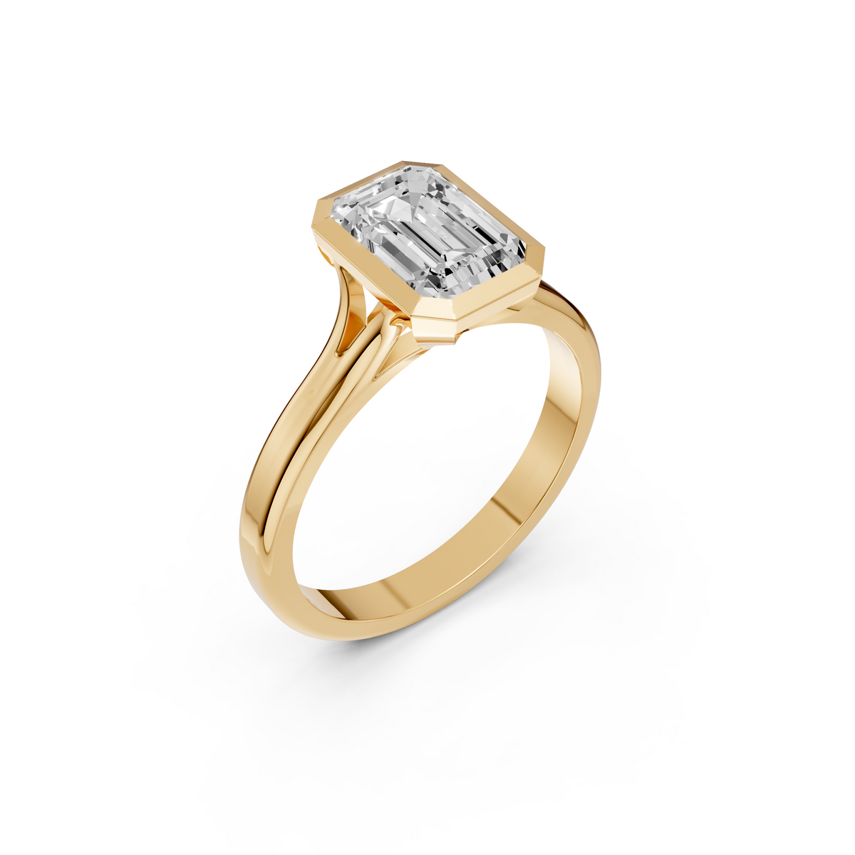 Nova Emerald Cut Diamond Bezel Set Engagement Ring