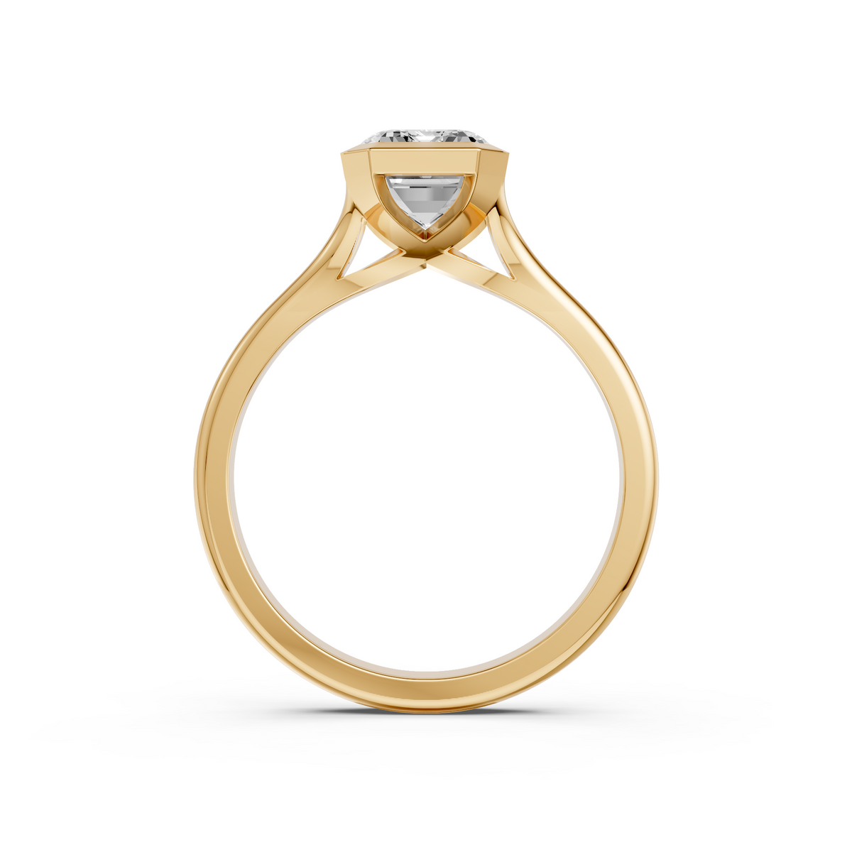 Nova Emerald Cut Diamond Bezel Set Engagement Ring