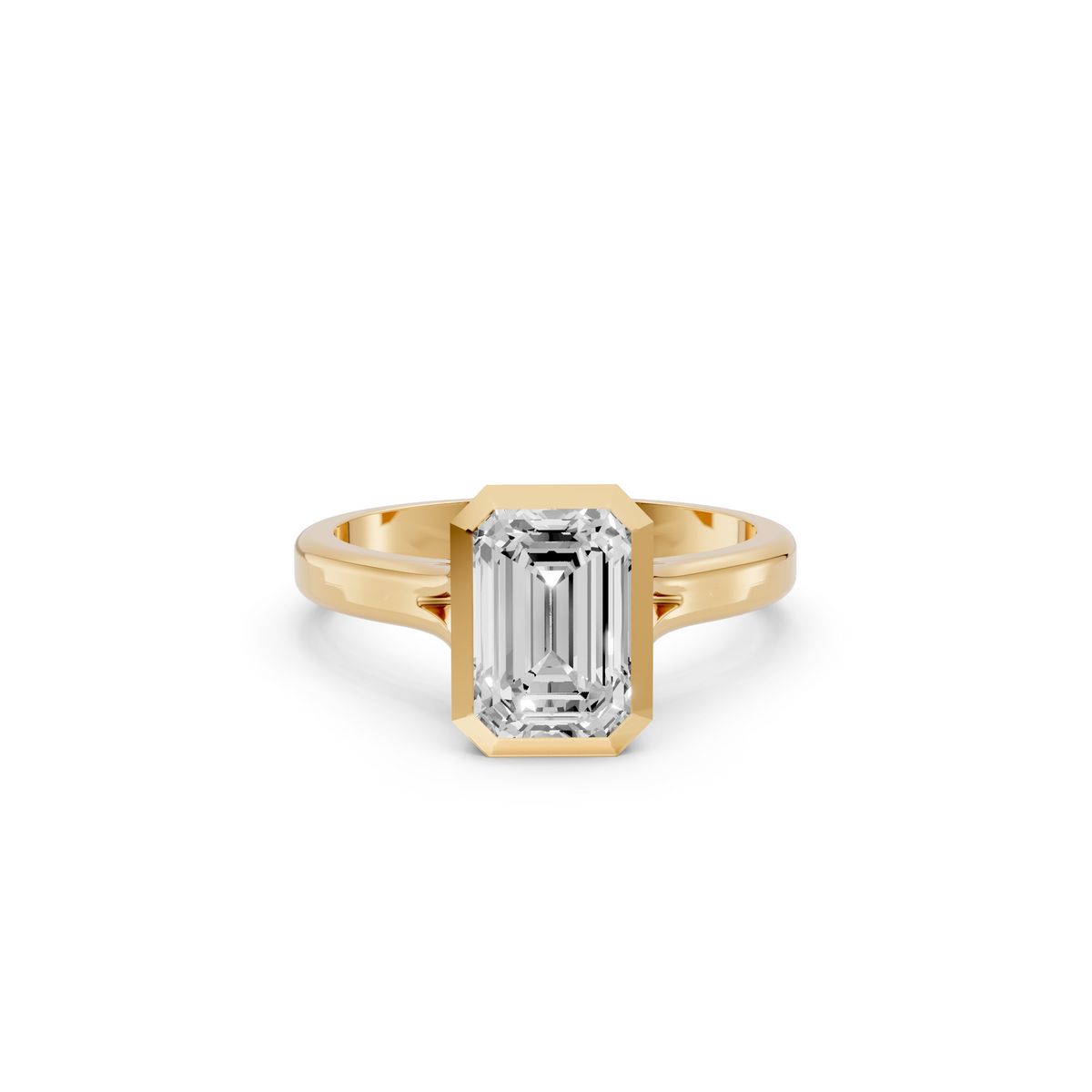 Nova Emerald Cut Diamond Bezel Set Engagement Ring