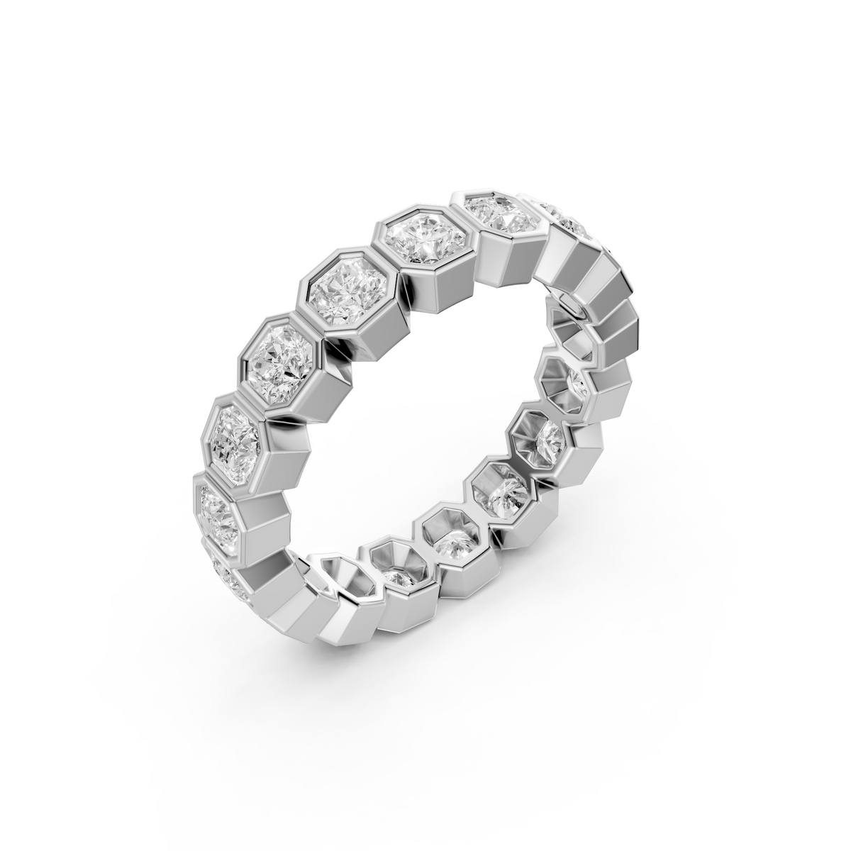 Contemporary Radiant Diamond Full Eternity Wedding Band