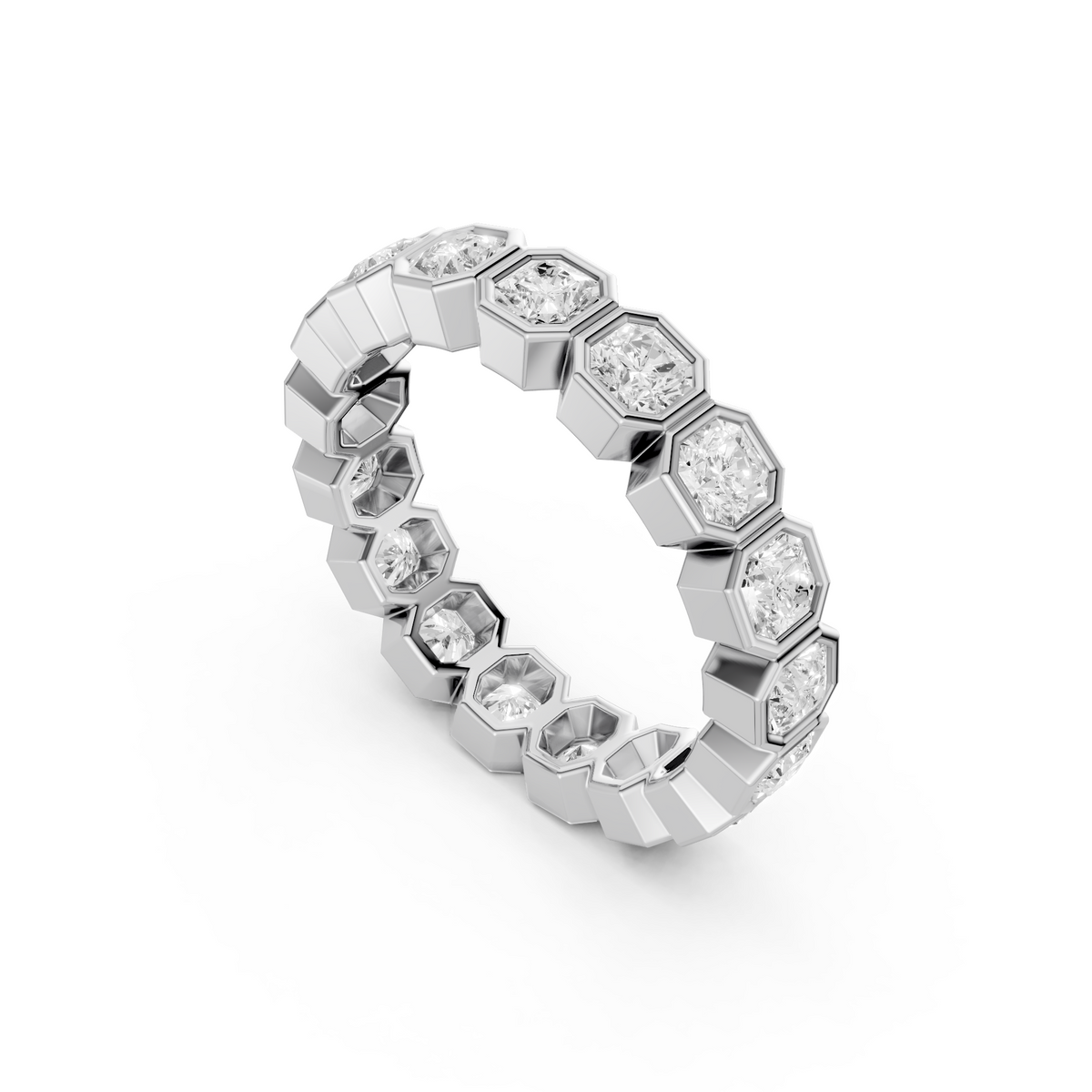 Contemporary Radiant Diamond Full Eternity Wedding Band