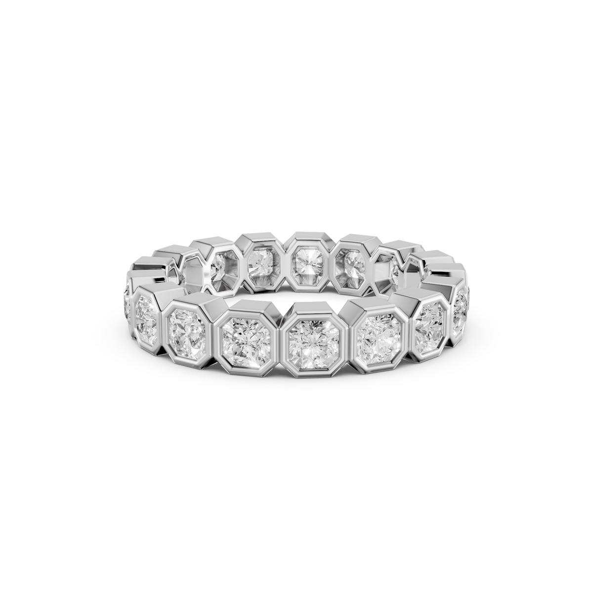 Contemporary Radiant Diamond Full Eternity Wedding Band