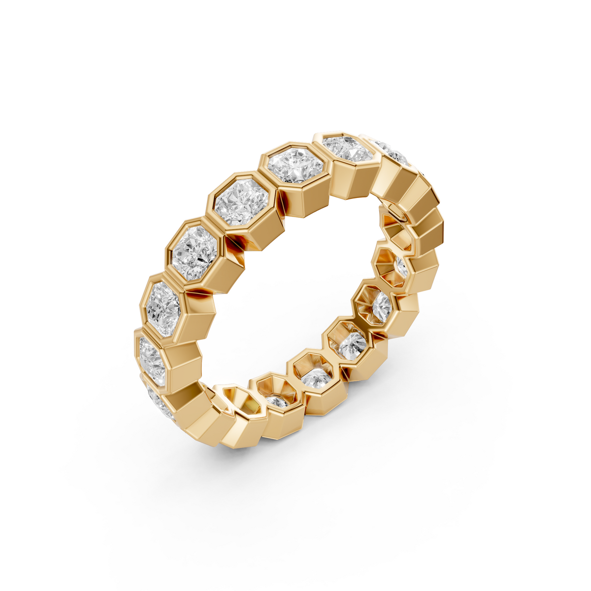 Contemporary Radiant Diamond Full Eternity Wedding Band