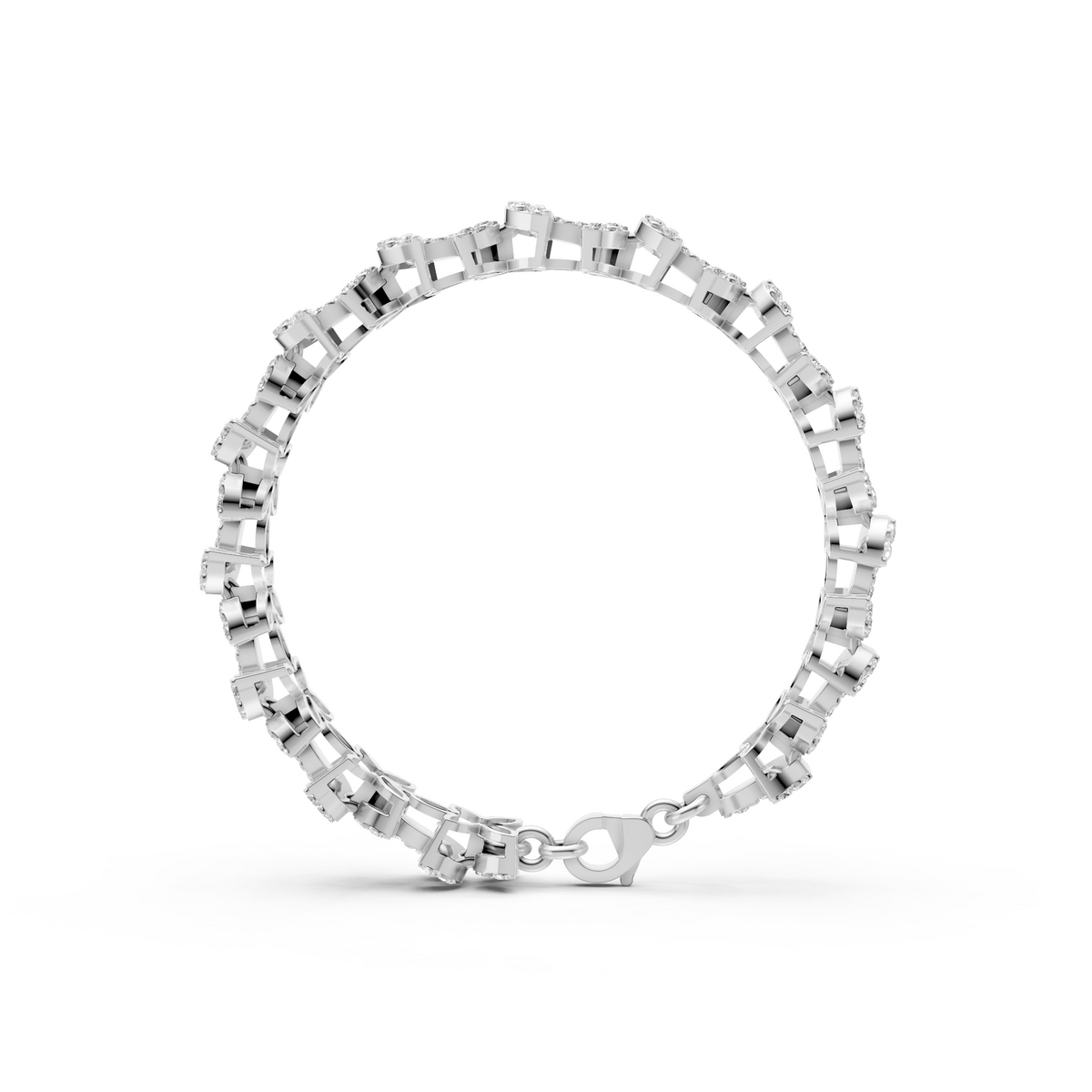 Blooming Floral Cluster Diamond Tennis Bracelet In 14K Gold