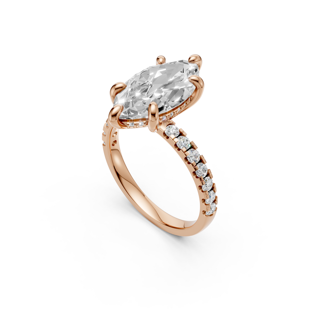 Elara Marquise Diamond Ring with Pave Diamond Band