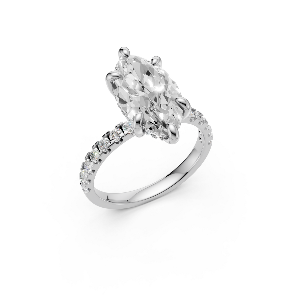 Elara Marquise Diamond Ring with Pave Diamond Band